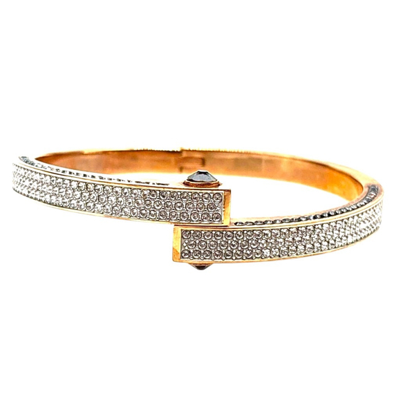 Swarovski Jewelry - Swarovski Crystal Designer Rose Gold Tone Icy Rhinestone Hinged Bracelet 1839